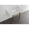Kingston Brass 36 Carrara Marble Console Sink with Stainless Steel Legs, Marble WhiteBrushed Brass LMS36MSQ7 - alternate 2
